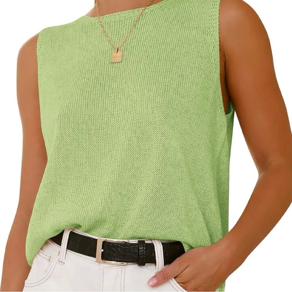 Women’s Sleeveless Lightweight Sweater Tank Top / Mint Green / Medium